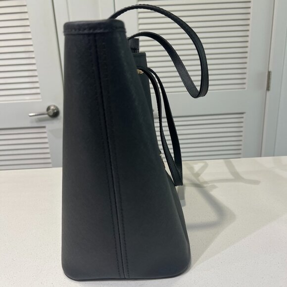 Authentic Michael Kors Jet Set Travel Saffiano Leather Top-Zip Tote Bag Black - Picture 3 of 15